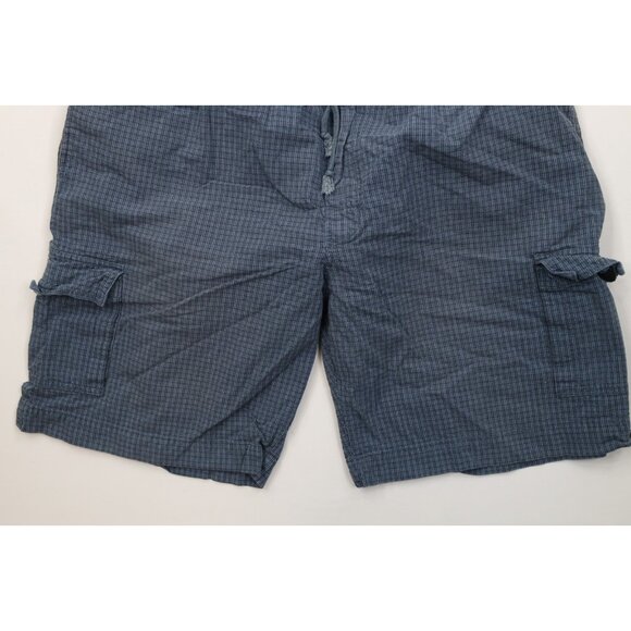 Vintage 90s Streetwear Mens XL Faded Above Knee Harem Cargo Shorts Plaid Cotton - Picture 4 of 10